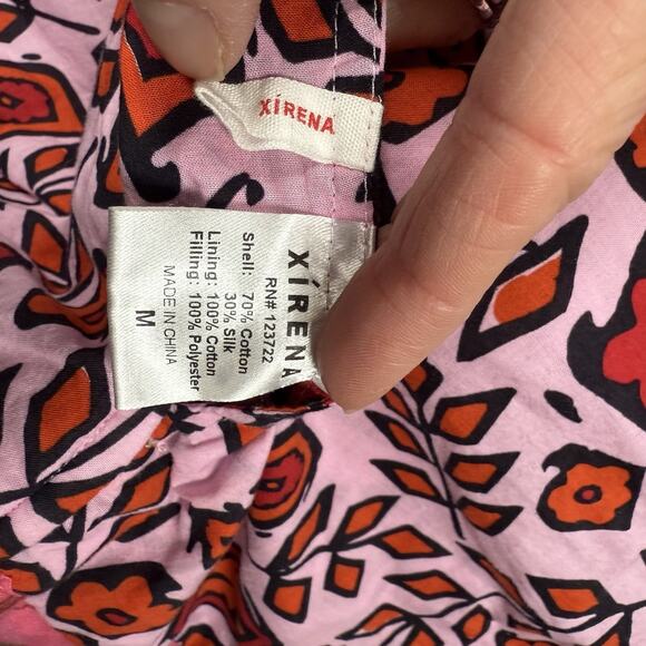 Xirena Keatyn Reversible Quilted Jacket Pink Floral Womens Size M Belted $398 - Picture 6 of 9